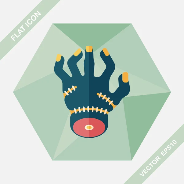 Halloween zombie hand plat pictogram met lange schaduw, eps10 — Stockvector