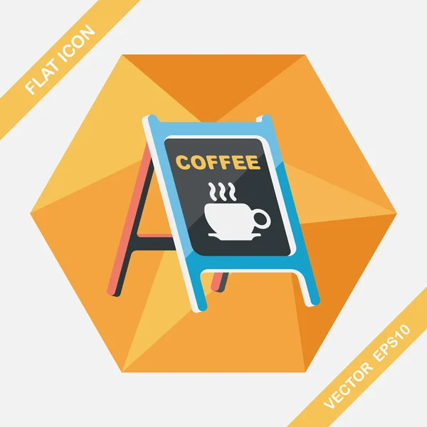 Coffee shop ondertekent platte pictogram met lange schaduw, eps10 — Stockvector