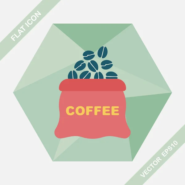 Koffieboon platte pictogram met lange schaduw, eps10 — Stockvector