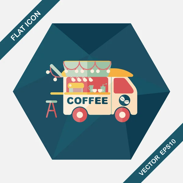 Coffee shop auto platte pictogram met lange schaduw, eps10 — Stockvector