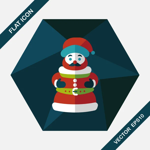 Icône plate du Père Noël avec ombre longue eps10 — Image vectorielle