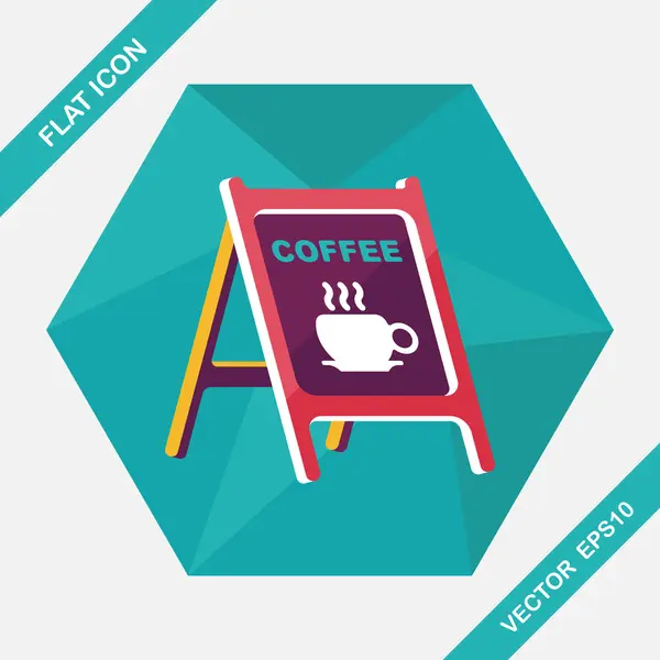 Coffee shop ondertekent platte pictogram met lange schaduw, eps10 — Stockvector