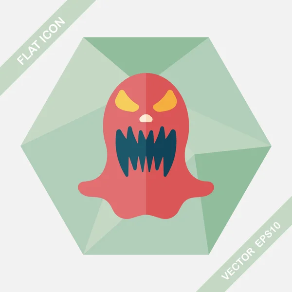 Halloween fantasma icono plano con sombra larga, eps10 — Vector de stock