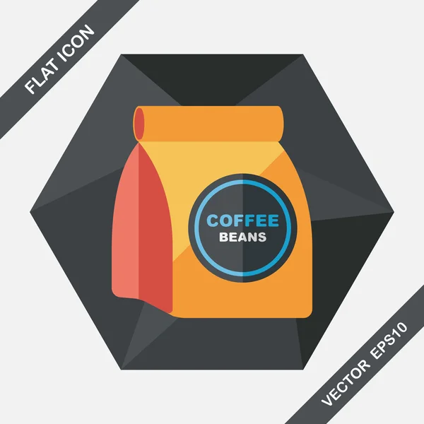 Grano de café icono plano con sombra larga, eps10 — Vector de stock