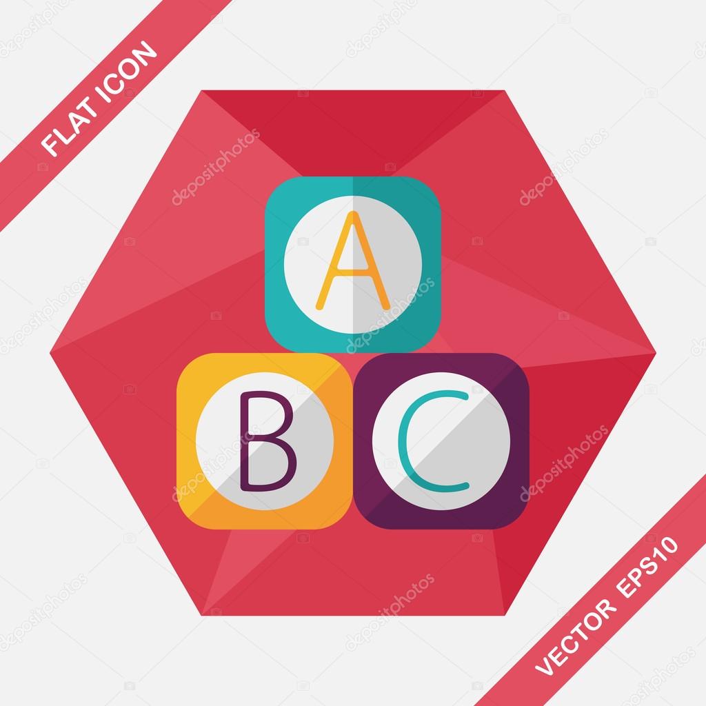 ABC blocks flat icon with long shadow,EPS 10