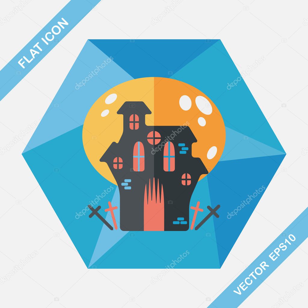 Halloween house flat icon with long shadow,eps10