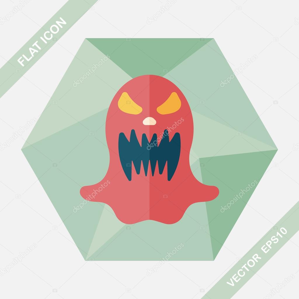 halloween ghost flat icon with long shadow,eps10