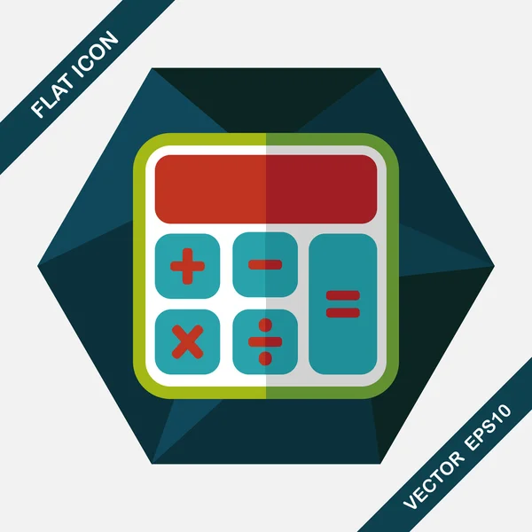 Calculatrice icône plate avec ombre longue, eps10 — Image vectorielle