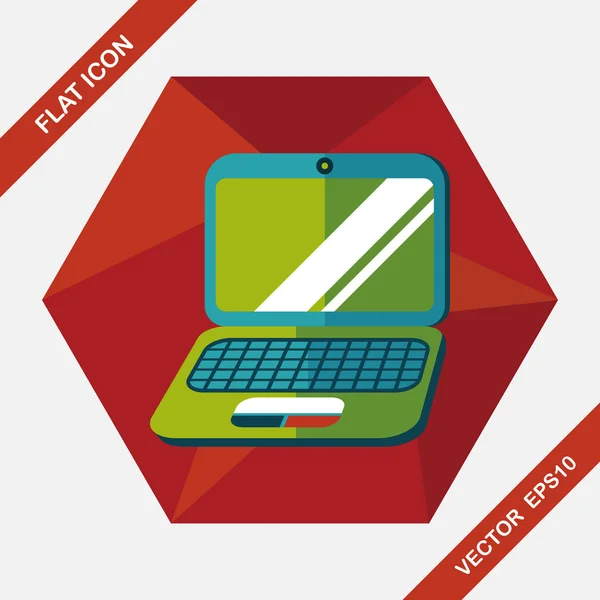 Laptop flat ikonen med långa skugga, eps10 — Stock vektor