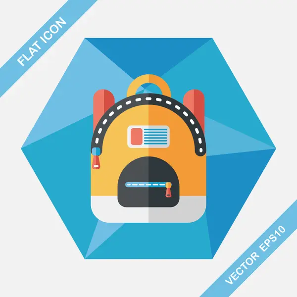 Backpack flat icon with long shadow — Stock Vector