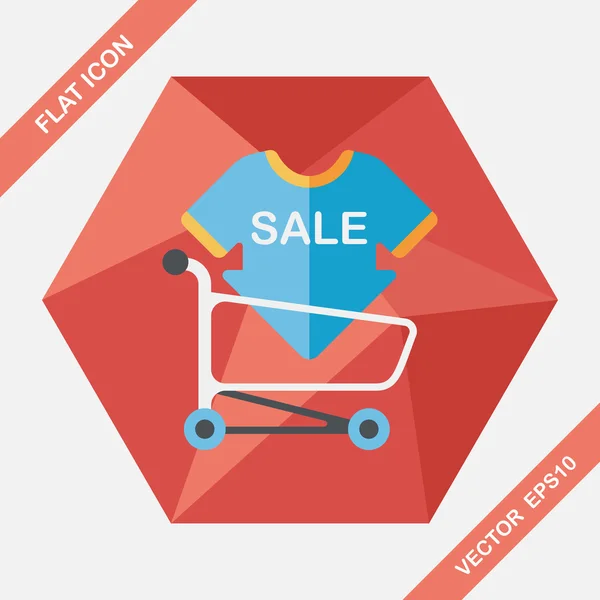 Shopping sale sign board and cart flat icon with long shadow,eps — Stock Vector