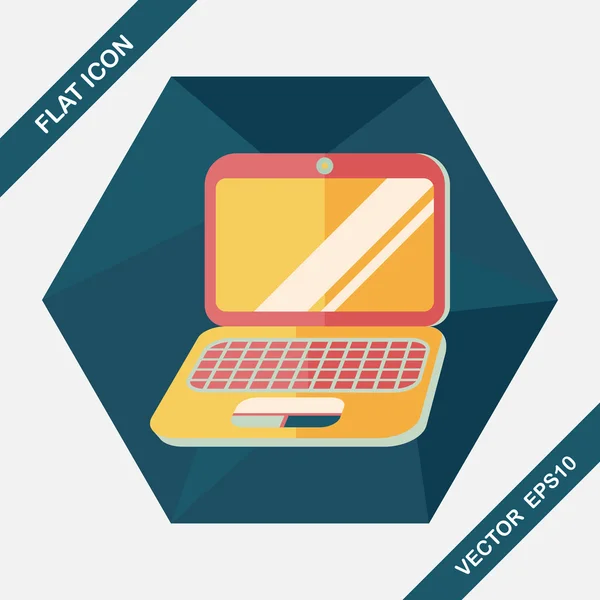 Laptop lapos ikon a hosszú árnyék, eps10 — Stock Vector