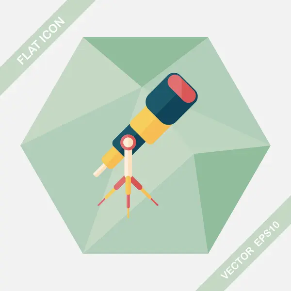 Icono plano del telescopio con sombra larga, eps10 — Vector de stock