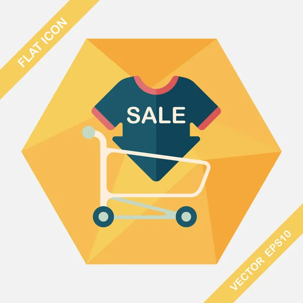 Shopping sale sign board and cart flat icon with long shadow,eps — Stock Vector