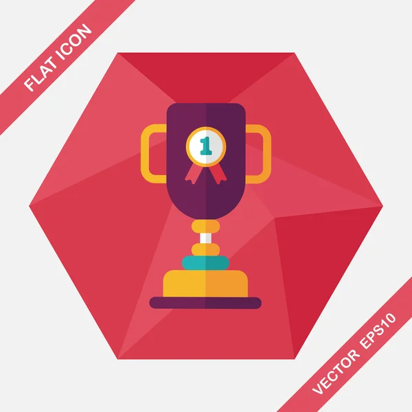 Trophy Cup icono plano con sombra larga, eps10 — Vector de stock