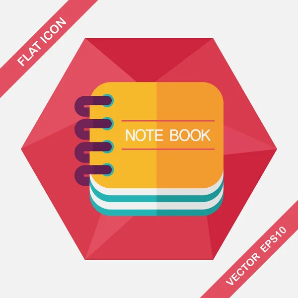 Notebook flat icon with long shadow, eps10 — стоковый вектор