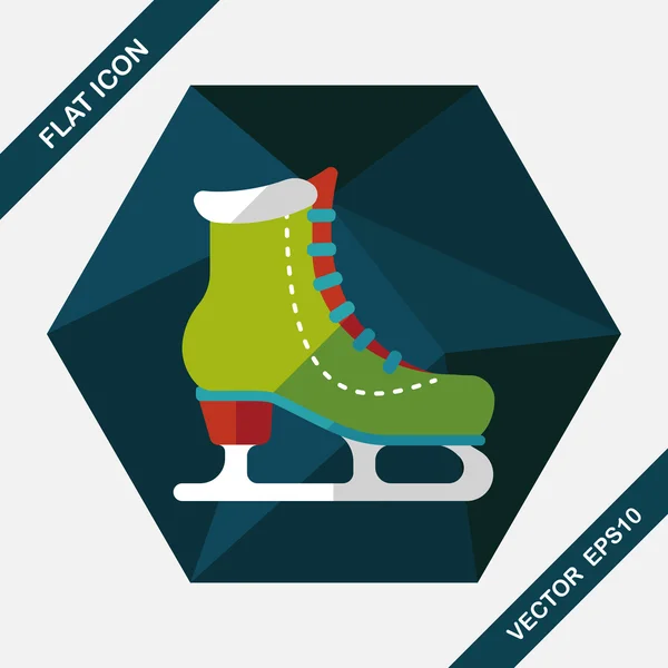 stock vector ice skate flat icon with long shadow,eps10