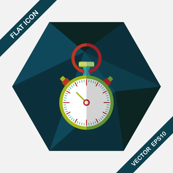 Stopwatch flat icon with long shadow, eps10 — стоковый вектор