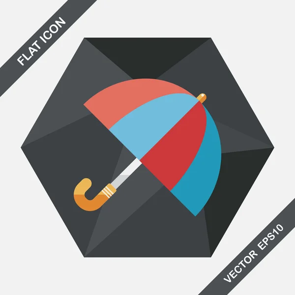 Umbrella flat icon with long shadow — Stock Vector