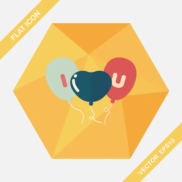 Balons Day Valentine 's Day flat icon with long shadow, eps10 — стоковый вектор