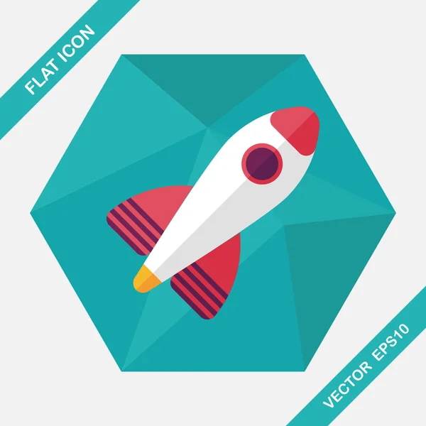 Rocket icono plano con sombra larga, eps10 — Vector de stock