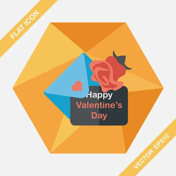 Valentýna milostný dopis ploché ikona s dlouhý stín, eps10 — Stockový vektor