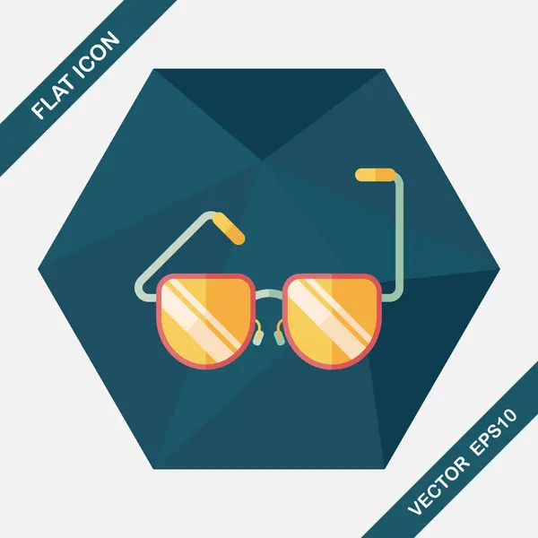 Icono plano de gafas de sol con sombra larga — Vector de stock