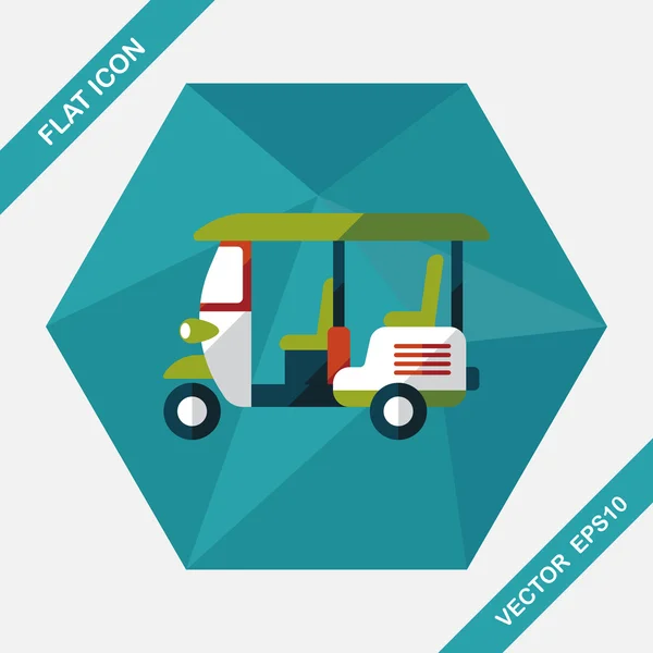 Tre hjul motor rickshaw, flat ikonen med långa skugga — Stock vektor