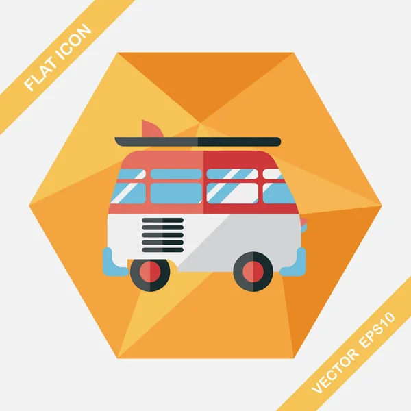 Transportation bus flat icon with long shadow — Stock Vector