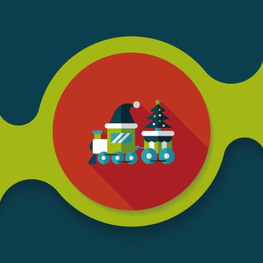 Noel tren oyuncak düz simgesiyle uzun gölge, eps10