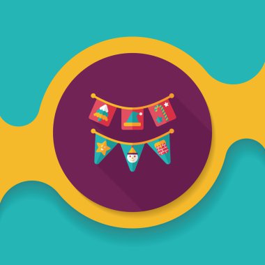 Uzun Gölge, eps10 ile Noel bayrakları düz simgesi