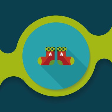 calcetín de Navidad icono plana con sombra, eps10