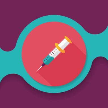 şırınga ile uzun gölge düz simgesi 