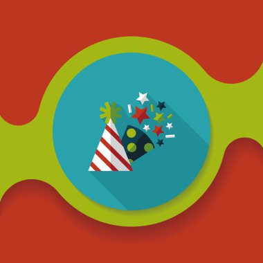 doğum günü partisi şapka düz simgesiyle uzun gölge, eps10