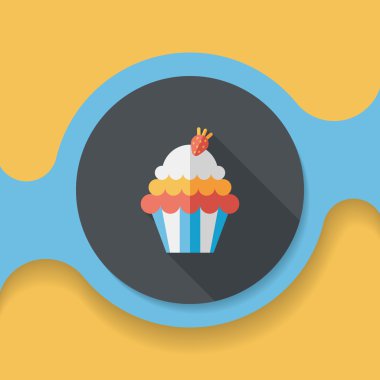 cupcake düz simgesi ile uzun gölge, eps10