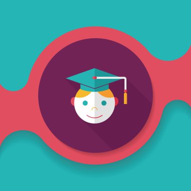 Mezuniyet adam düz simgesi ile uzun gölge, eps10