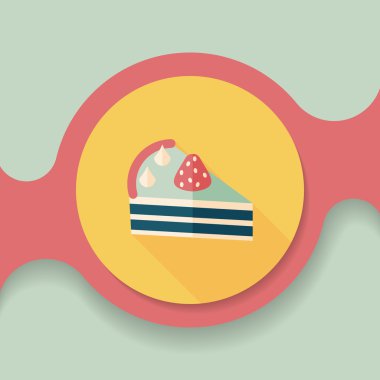 doğum günü pastası düz simgesi ile uzun gölge, eps10