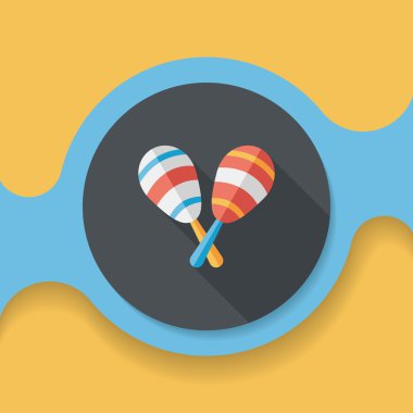 Uzun Gölge, eps10 ahşap rattle düz simgesi