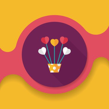 kalp çiçek düz simgesi ile uzun gölge, eps10