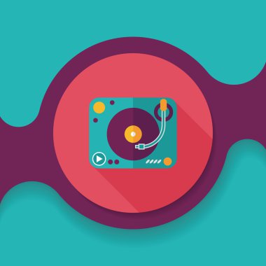 DJ müzik düz simgesi ile uzun gölge, eps10