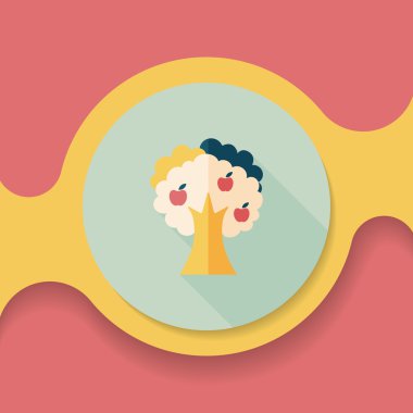 elma ağacı düz simgesi ile uzun gölge, eps10