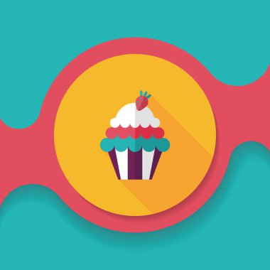 cupcake düz simgesi ile uzun gölge, eps10