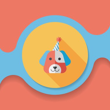 köpek doğum düz simgesi ile uzun gölge, eps10
