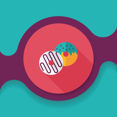 Donut düz simgesi ile uzun gölge, eps10