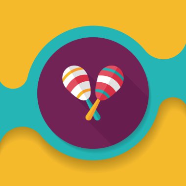 Uzun Gölge, eps10 ahşap rattle düz simgesi