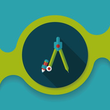 Pusula kalem düz simgesi ile uzun gölge, eps10