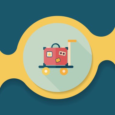 Vintage seyahat bavul, uzun gölge, eps10 ile düz simgesi