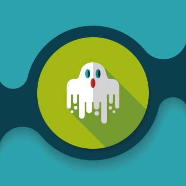 Ghost lapos ikon a hosszú árnyék, eps10