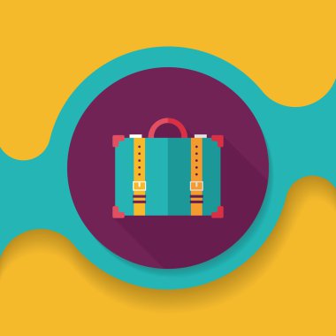 Vintage seyahat bavul, uzun gölge, eps10 ile düz simgesi