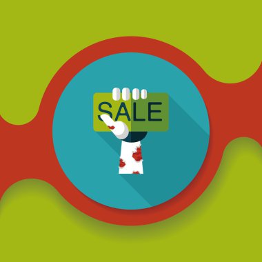 Cadılar Bayramı Satılık düz simgesi ile uzun gölge, eps10